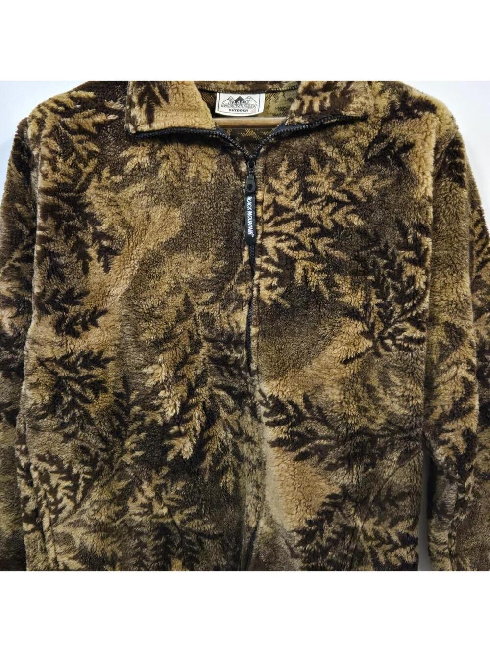 Vintage Black Mountain Outdoor Foliage Fleece Jacket